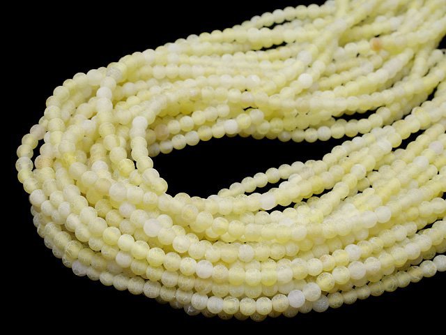 [Video] Frost Yellow Color Agate Round 4mm Antique Finish 1strand beads (aprx.14inch/34cm)