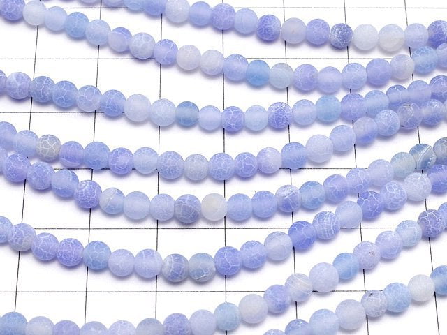 [Video] Frost Blue Color Agate Round 4mm Antique Finish 1strand beads (aprx.14inch/35cm)