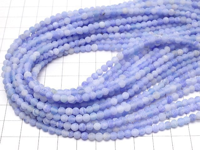 [Video] Frost Blue Color Agate Round 4mm Antique Finish 1strand beads (aprx.14inch/35cm)