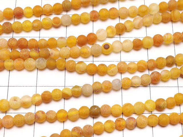 [Video] Frost Orange Color Agate Round 4mm Antique Finish 1strand beads (aprx.14inch/35cm)