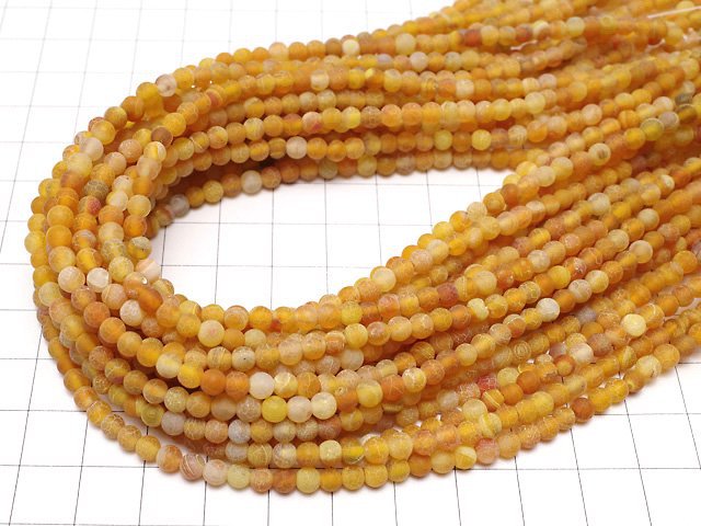 [Video] Frost Orange Color Agate Round 4mm Antique Finish 1strand beads (aprx.14inch/35cm)