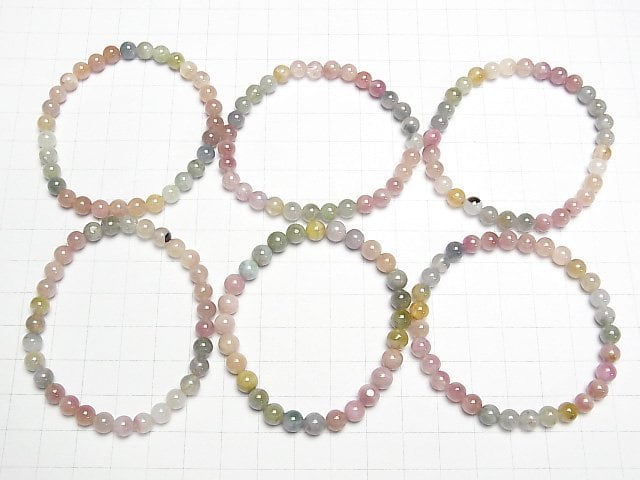 [Video] Multicolor Tourmaline AA++ Round 6mm Color Gradation Bracelet