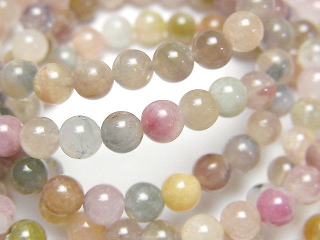 [Video] Multicolor Tourmaline AA Round 6mm Color Gradation Bracelet