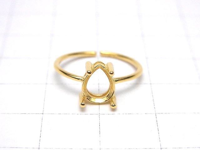 [Video] Silver925 Ring Frame (Prong Setting) Pear Shape Faceted 8x6mm 18KGP Free Size 1pc