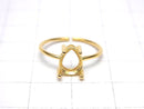 [Video]Silver925 Ring Frame (Prong Setting)Pear shape Faceted 8x6mm 18KGP Free size 1pc