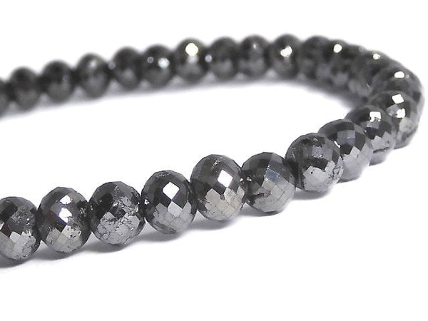 [Video][One of a kind] [1mm hole] Black Diamond Faceted Button Roundel Bracelet NO.101