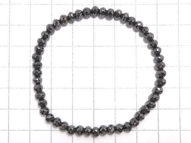 [Video][One of a kind] [1mm hole] Black Diamond Faceted Button Roundel Bracelet NO.103
