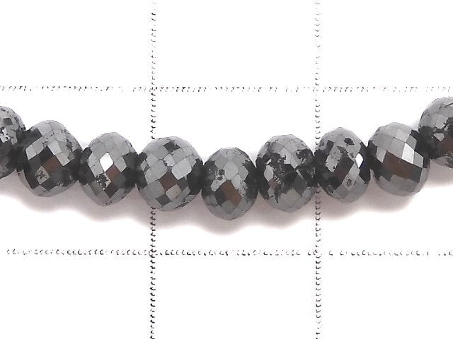 [Video][One of a kind] [1mm hole] Black Diamond Faceted Button Roundel Bracelet NO.104