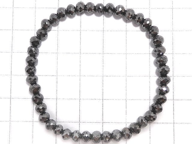[Video][One of a kind] [1mm hole] Black Diamond Faceted Button Roundel Bracelet NO.105