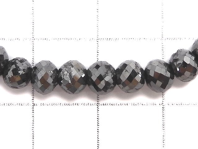 [Video][One of a kind] [1mm hole] Black Diamond Faceted Button Roundel Bracelet NO.105