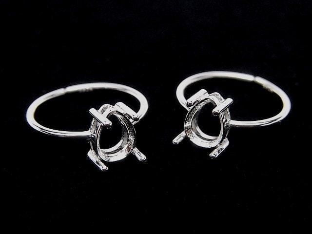 [Video] Silver925 Ring Frame (Prong Setting) Pear Shape Faceted 8x6mm Rhodium Plated One Size Fits All 1pc