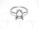 [Video]Silver925 Ring Frame (Prong Setting)Pear shape Faceted 8x6mm Rhodium Plated Free size 1pc