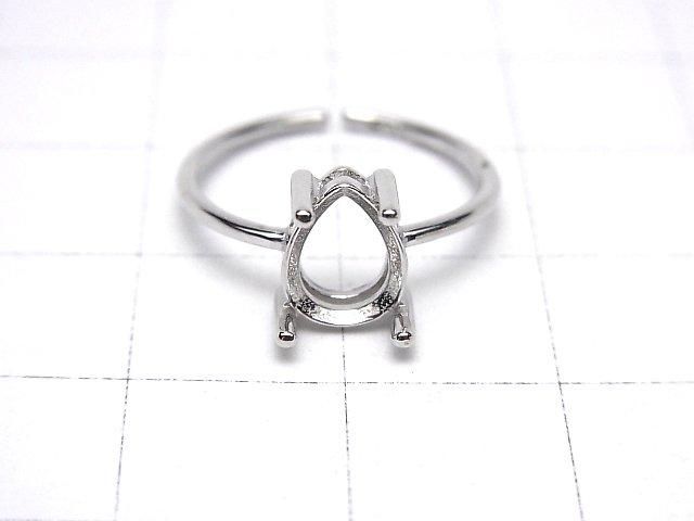[Video] Silver925 Ring Frame (Prong Setting) Pear Shape Faceted 8x6mm Rhodium Plated One Size Fits All 1pc