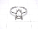 [Video] Silver925 Ring Frame (Prong Setting) Pear Shape Faceted 8x6mm Rhodium Plated One Size Fits All 1pc
