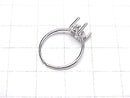 [Video]Silver925 Ring Frame (Prong Setting)Pear shape Faceted 8x6mm Rhodium Plated Free size 1pc