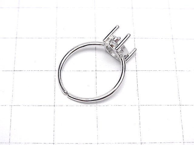 [Video]Silver925 Ring Frame (Prong Setting)Pear shape Faceted 8x6mm Rhodium Plated Free size 1pc