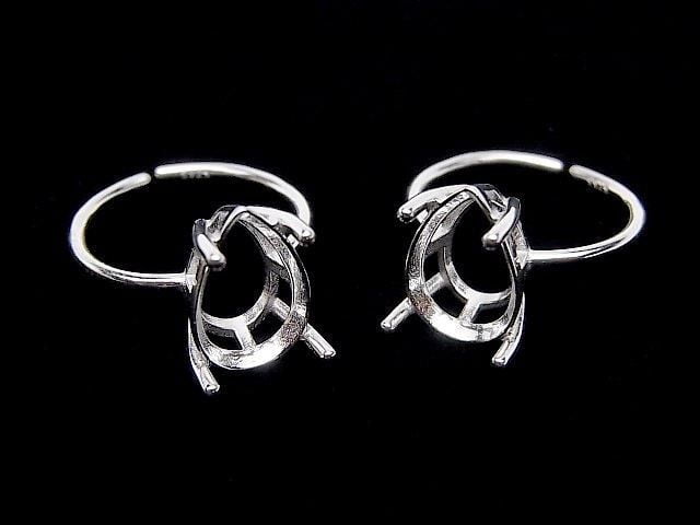 [Video] Silver925 Ring Frame (Prong Setting) Pear Shape Faceted 12x8mm Rhodium Plated One Size Fits All 1pc
