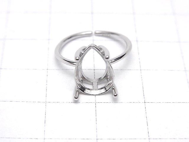[Video] Silver925 Ring Frame (Prong Setting) Pear Shape Faceted 12x8mm Rhodium Plated One Size Fits All 1pc