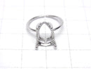 [Video]Silver925 Ring Frame (Prong Setting)Pear shape Faceted 12x8mm Rhodium Plated Free size 1pc