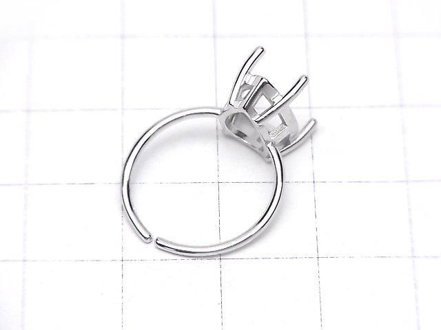[Video] Silver925 Ring Frame (Prong Setting) Pear Shape Faceted 12x8mm Rhodium Plated One Size Fits All 1pc