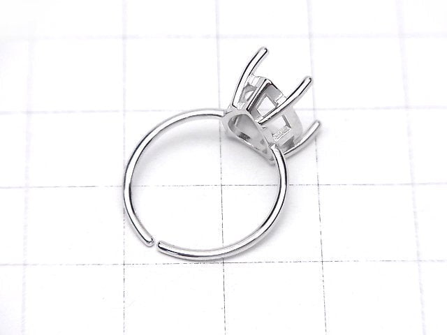 [Video]Silver925 Ring Frame (Prong Setting)Pear shape Faceted 12x8mm Rhodium Plated Free size 1pc
