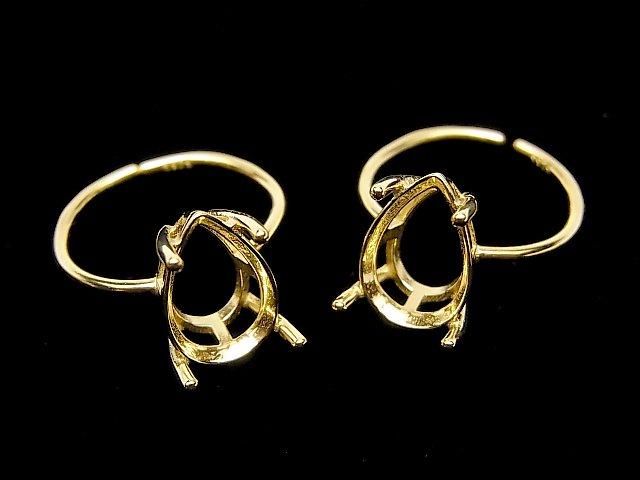 [Video] Silver925 Ring Frame (Prong Setting) Pear Shape Faceted 12x8mm 18KGP Free Size 1pc