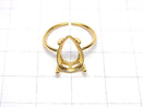 [Video]Silver925 Ring Frame (Prong Setting)Pear shape Faceted 12x8mm 18KGP Free size 1pc