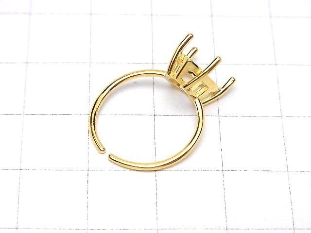 [Video] Silver925 Ring Frame (Prong Setting) Pear Shape Faceted 12x8mm 18KGP Free Size 1pc