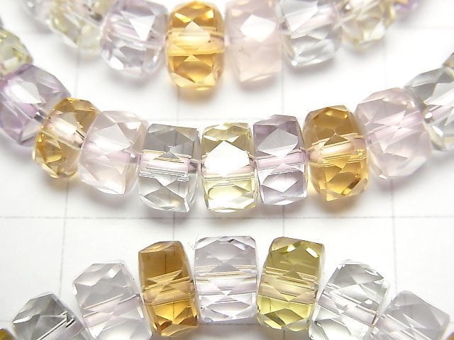 [Video]High Quality Mixed Stone AAA- Faceted Button Roundel 8x8x5mm Bracelet