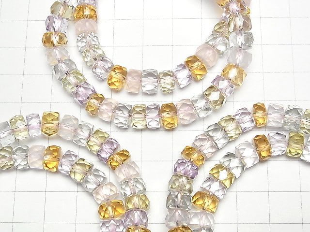 [Video]High Quality Mixed Stone AAA- Faceted Button Rondelle 8x8x5mm Bracelet