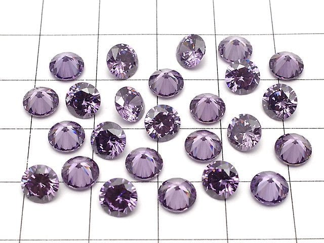 [Video] Cubic Zirconia AAA Loose stone Round Faceted 6x6mm [Light Amethyst] 10pcs