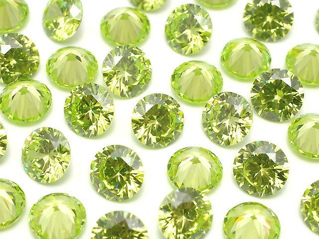 [Video]Cubic Zirconia AAA Loose stone Round Faceted 6x6mm [Lime] 10pcs
