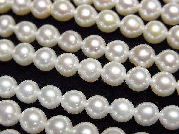 [Video] Fresh Water Pearl AAA Semi Round 4.5-5mm White half or 1strand beads (aprx.15inch/37cm)