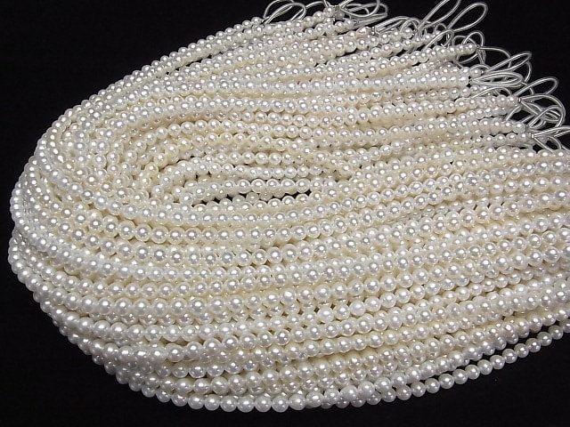 [Video] Fresh Water Pearl AAA Semi Round 4.5-5mm White half or 1strand beads (aprx.15inch/37cm)