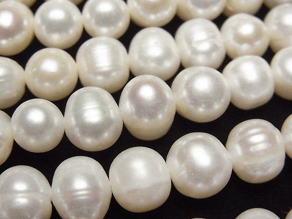 [Video] Fresh Water Pearl AA+ Potato 8-9mm White 1strand beads (aprx.14inch/34cm)