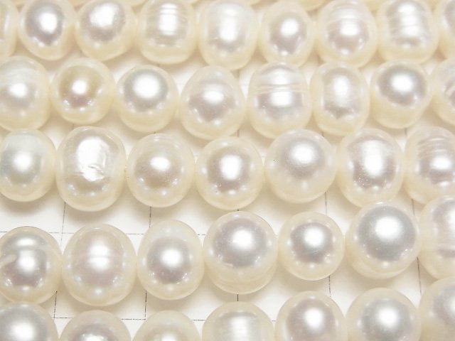 [Video] Fresh Water Pearl AA+ Potato 8-9mm White 1strand beads (aprx.14inch/34cm)