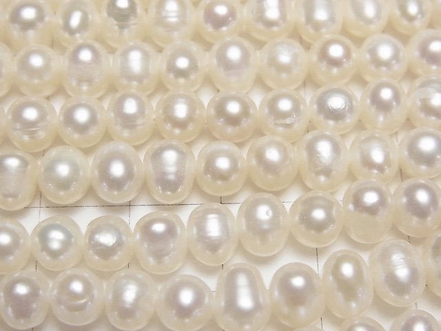 [Video] Fresh Water Pearl AA+ Potato 6-7mm White 1strand beads (aprx.14inch/34cm)