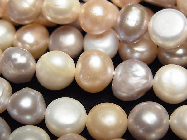[Video] Fresh Water Pearl AA Potato-Baroque 8-9mm Natural color mix 1strand beads (aprx.13inch/33cm)