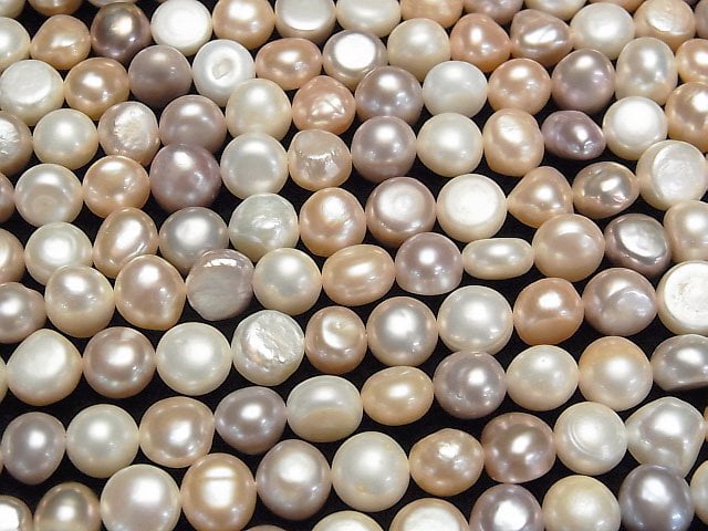 [Video] Fresh Water Pearl AA Potato-Baroque 8-9mm Natural color mix 1strand beads (aprx.13inch/33cm)