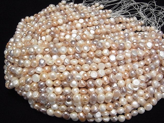 [Video] Fresh Water Pearl AA Potato-Baroque 8-9mm Natural color mix 1strand beads (aprx.13inch/33cm)