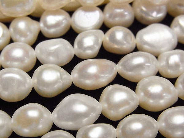 [Video] Fresh Water Pearl AA++ Baroque 8-10mm White 1strand beads (aprx.14inch/35cm)