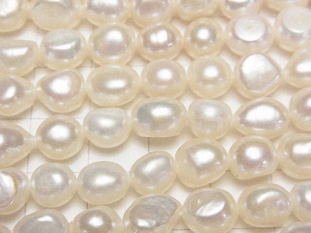 [Video] Fresh Water Pearl AA++ Baroque 8-10mm White 1strand beads (aprx.14inch/35cm)