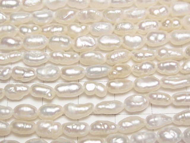 [Video] Fresh Water Pearl AA Baroque-Rice 7-9mm White 1strand beads (aprx.13inch/33cm)