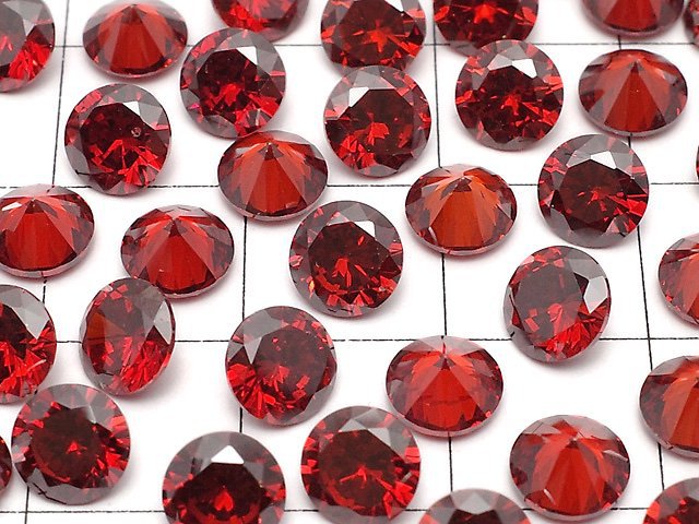 [Video] Cubic Zirconia AAA Loose stone Round Faceted 6x6mm [Garnet] 10pcs