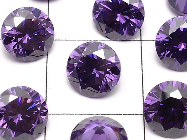 [Video]Cubic Zirconia AAA Loose stone Round Faceted 6x6mm [Amethyst] 10pcs
