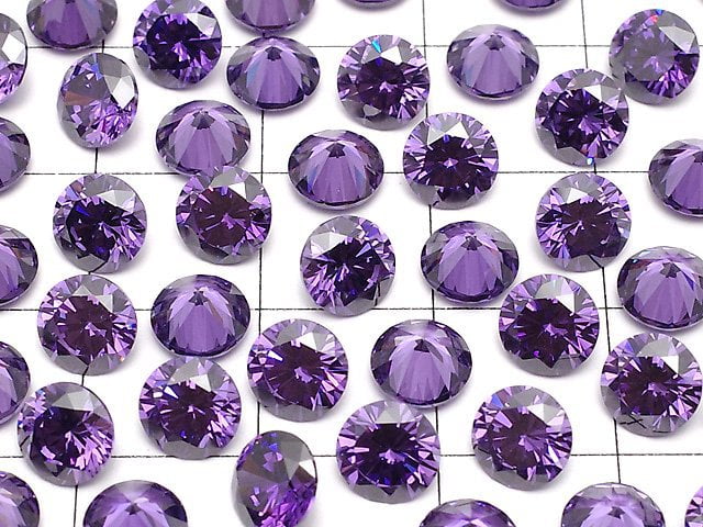 [Video]Cubic Zirconia AAA Loose stone Round Faceted 6x6mm [Amethyst] 10pcs