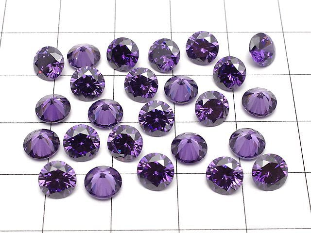 [Video]Cubic Zirconia AAA Loose stone Round Faceted 6x6mm [Amethyst] 10pcs