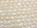 [Video] Fresh Water Pearl AA Rice-Baroque 6x4.5x4.5mm White 1strand beads (aprx.13inch/33cm)