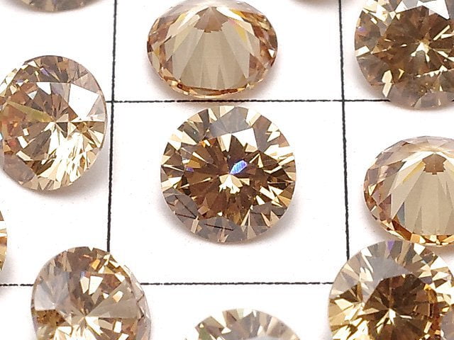 [Video] Cubic Zirconia AAA Loose stone Round Faceted 6x6mm [Champagne] 10pcs