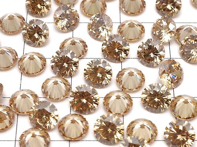 [Video] Cubic Zirconia AAA Loose stone Round Faceted 6x6mm [Champagne] 10pcs